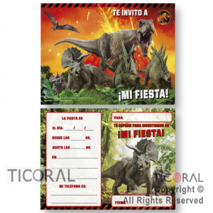 JURASSIC WORLD INVITACION LIBRITO x 10